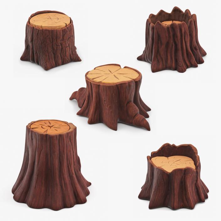 Cartoon Tree Stumps Collection 3 3D