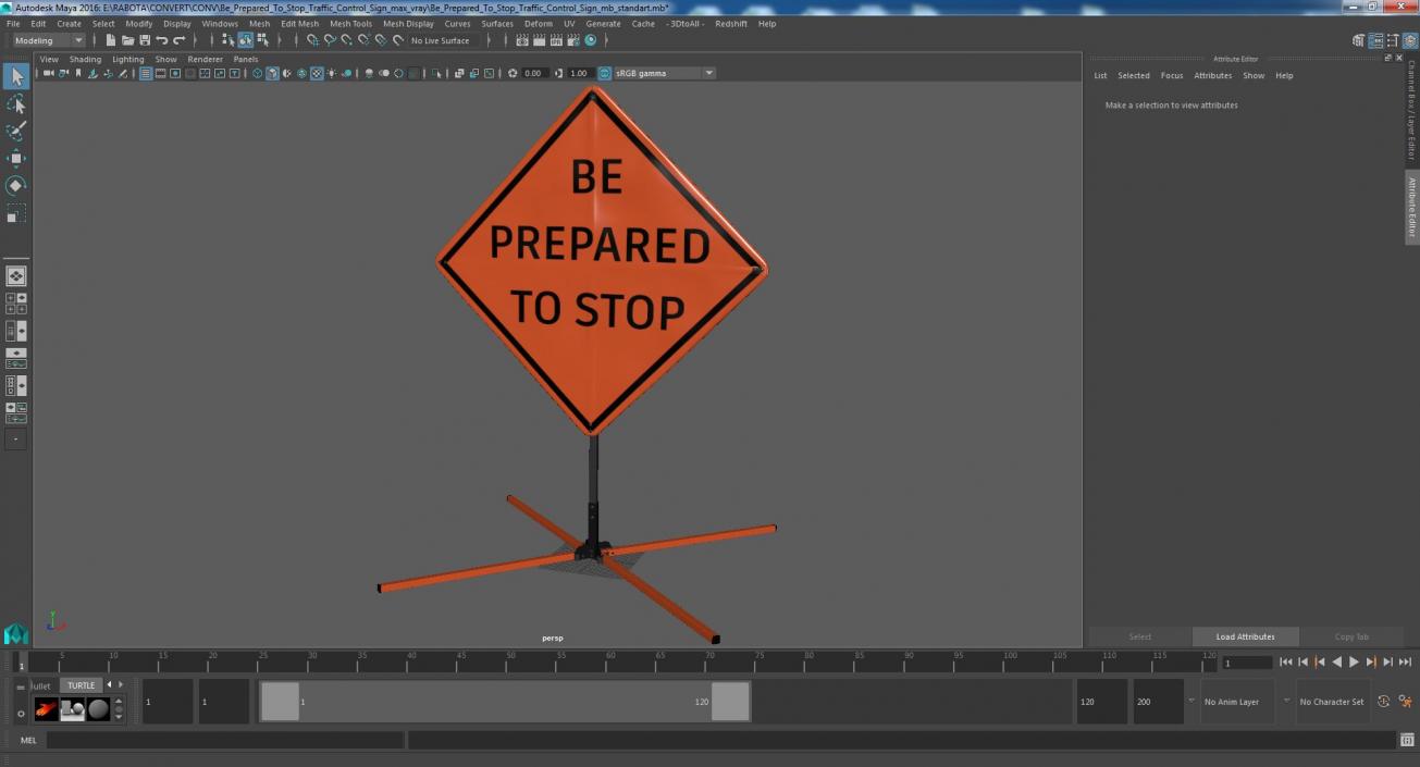 3D model Be Prepared To Stop Traffic Control Sign