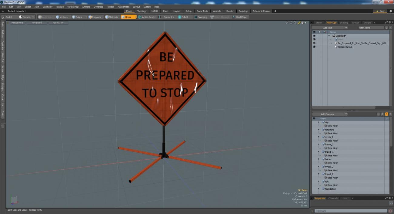 3D model Be Prepared To Stop Traffic Control Sign