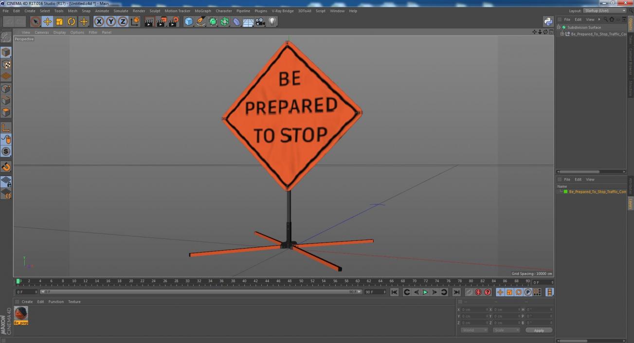 3D model Be Prepared To Stop Traffic Control Sign