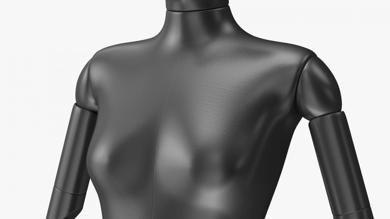 Flexible Female Mannequin Satin Black Rigged 3D model