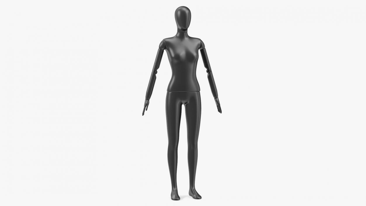 Flexible Female Mannequin Satin Black Rigged 3D model