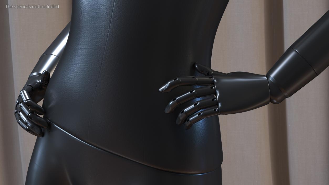 Flexible Female Mannequin Satin Black Rigged 3D model