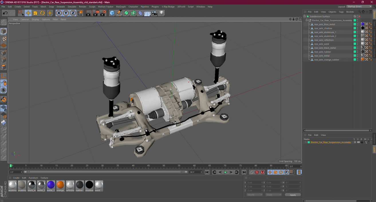 Electric Car Rear Suspension Assembly 3D