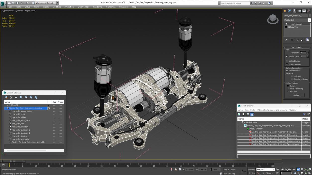 Electric Car Rear Suspension Assembly 3D