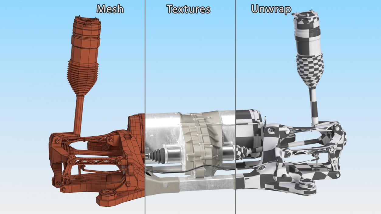 Electric Car Rear Suspension Assembly 3D