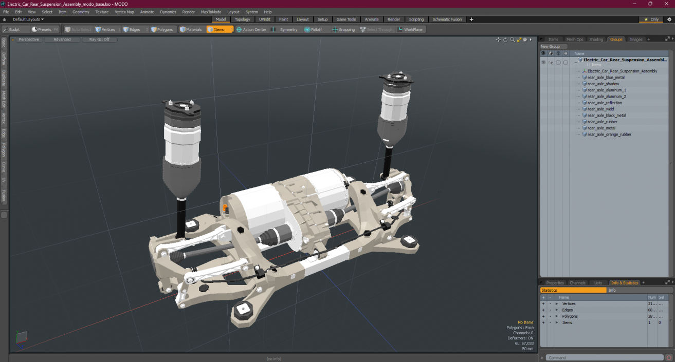 Electric Car Rear Suspension Assembly 3D