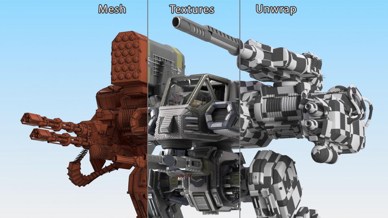 Large Walking Combat Machine with Pilot 3D model