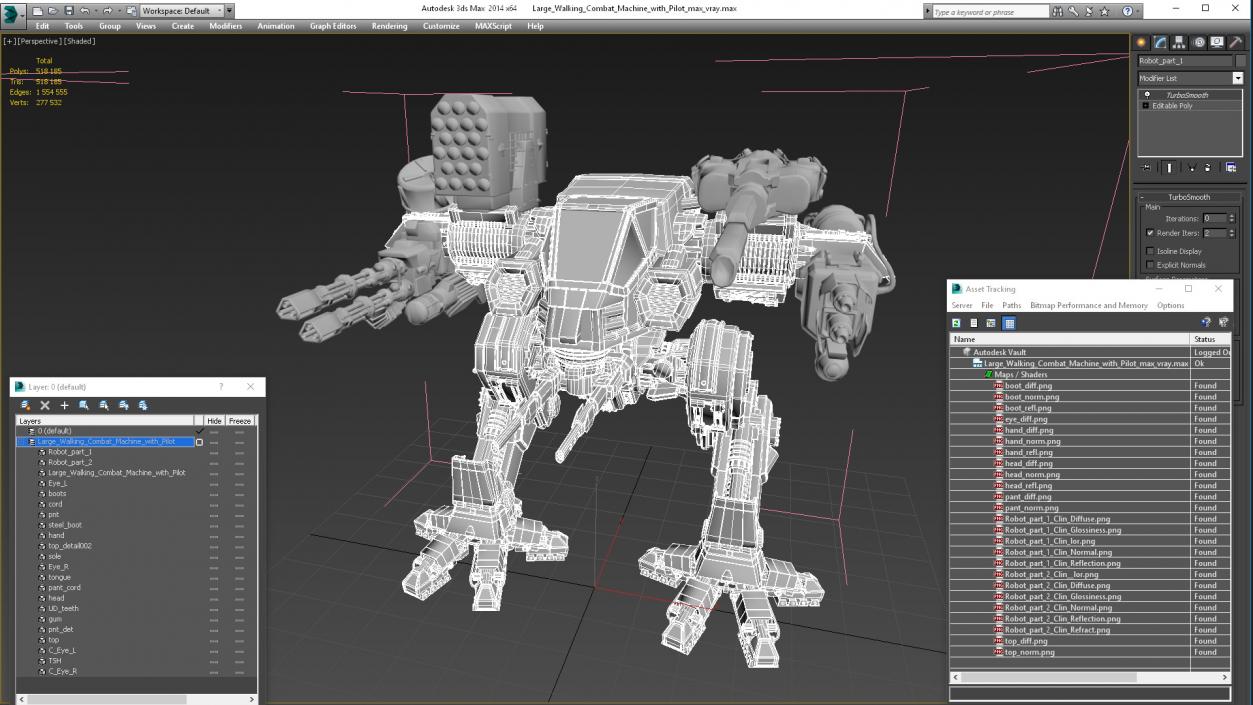 Large Walking Combat Machine with Pilot 3D model