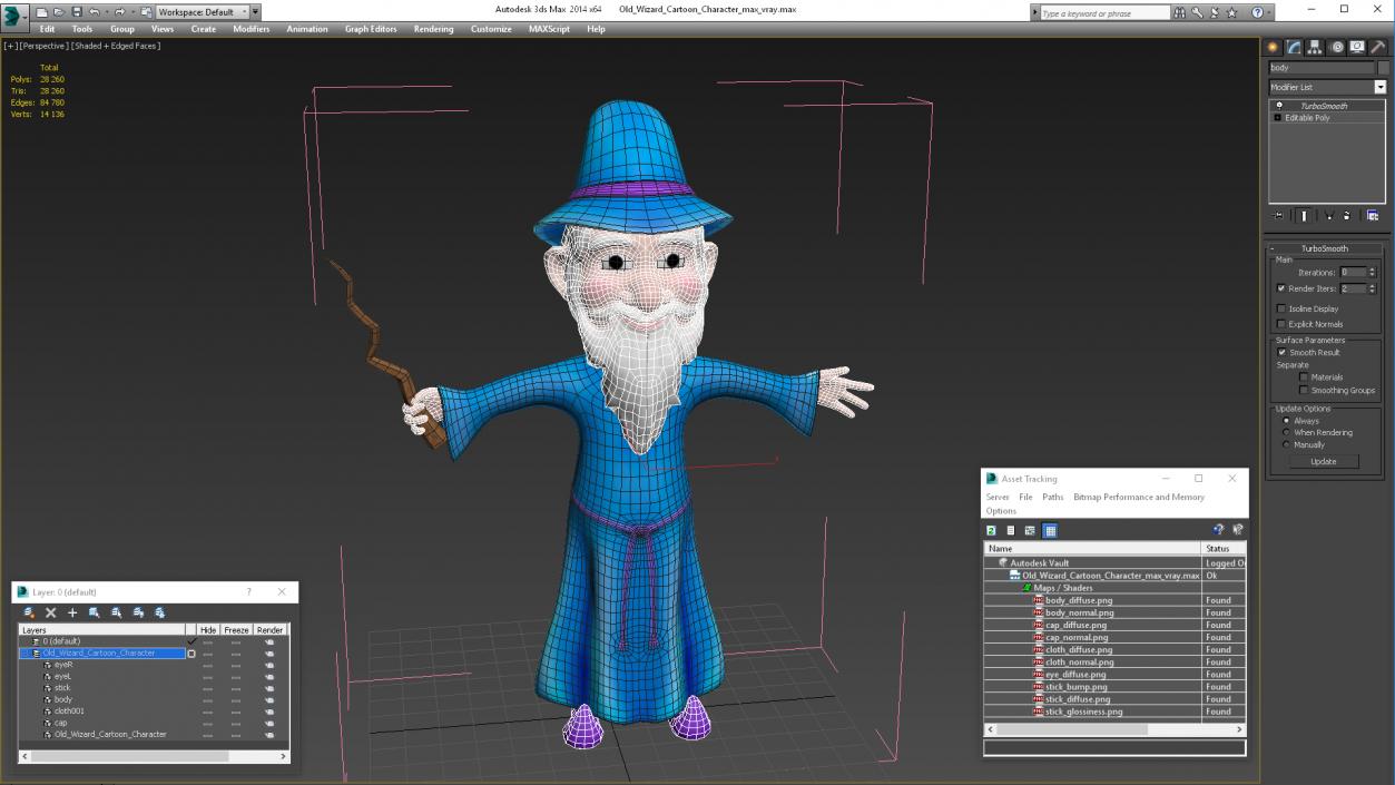 3D Old Wizard Cartoon Character model