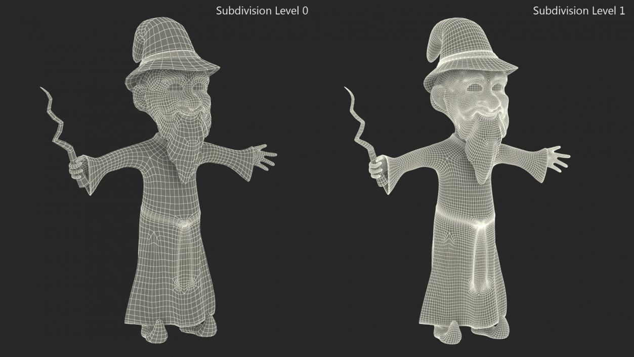 3D Old Wizard Cartoon Character model