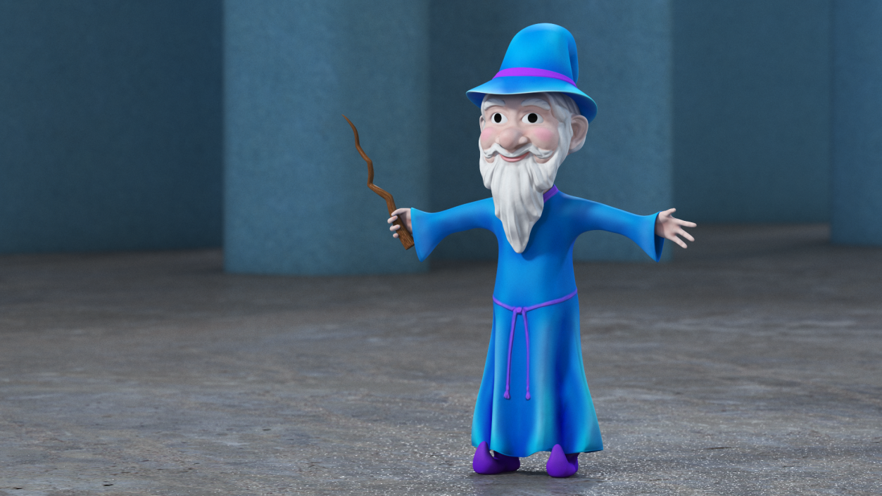 3D Old Wizard Cartoon Character model