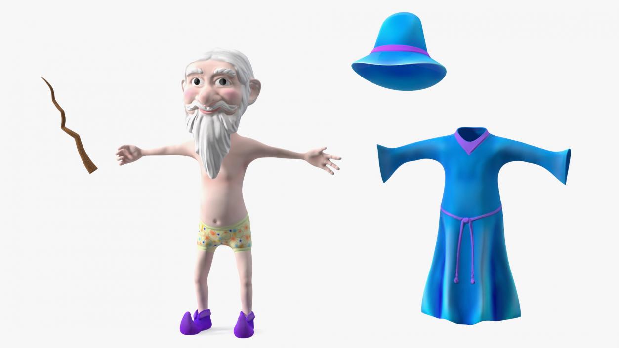 3D Old Wizard Cartoon Character model