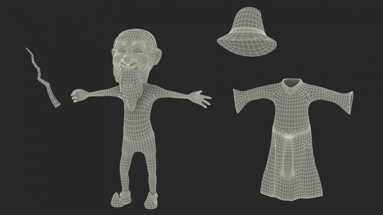 3D Old Wizard Cartoon Character model