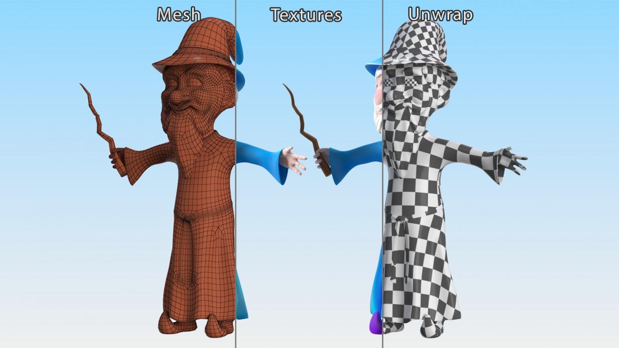 3D Old Wizard Cartoon Character model