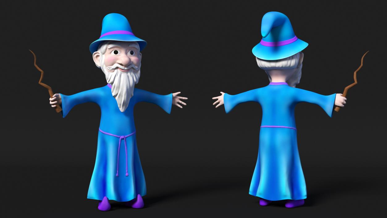 3D Old Wizard Cartoon Character model