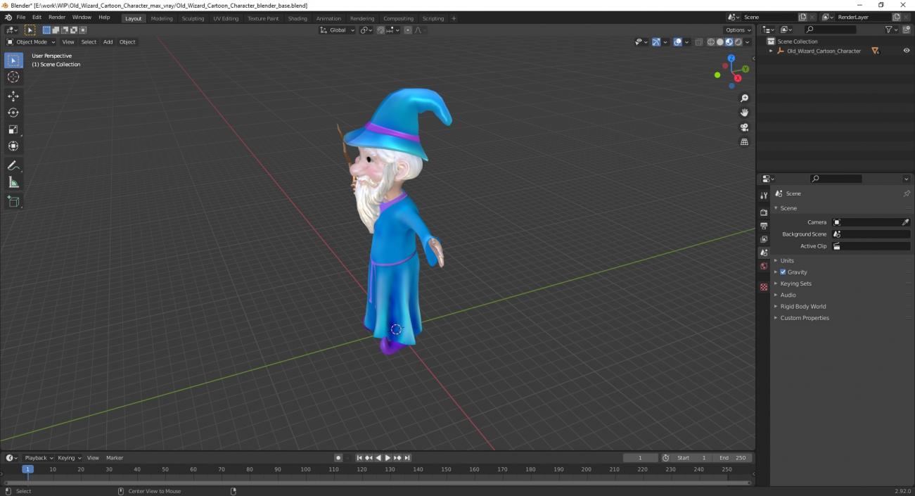 3D Old Wizard Cartoon Character model