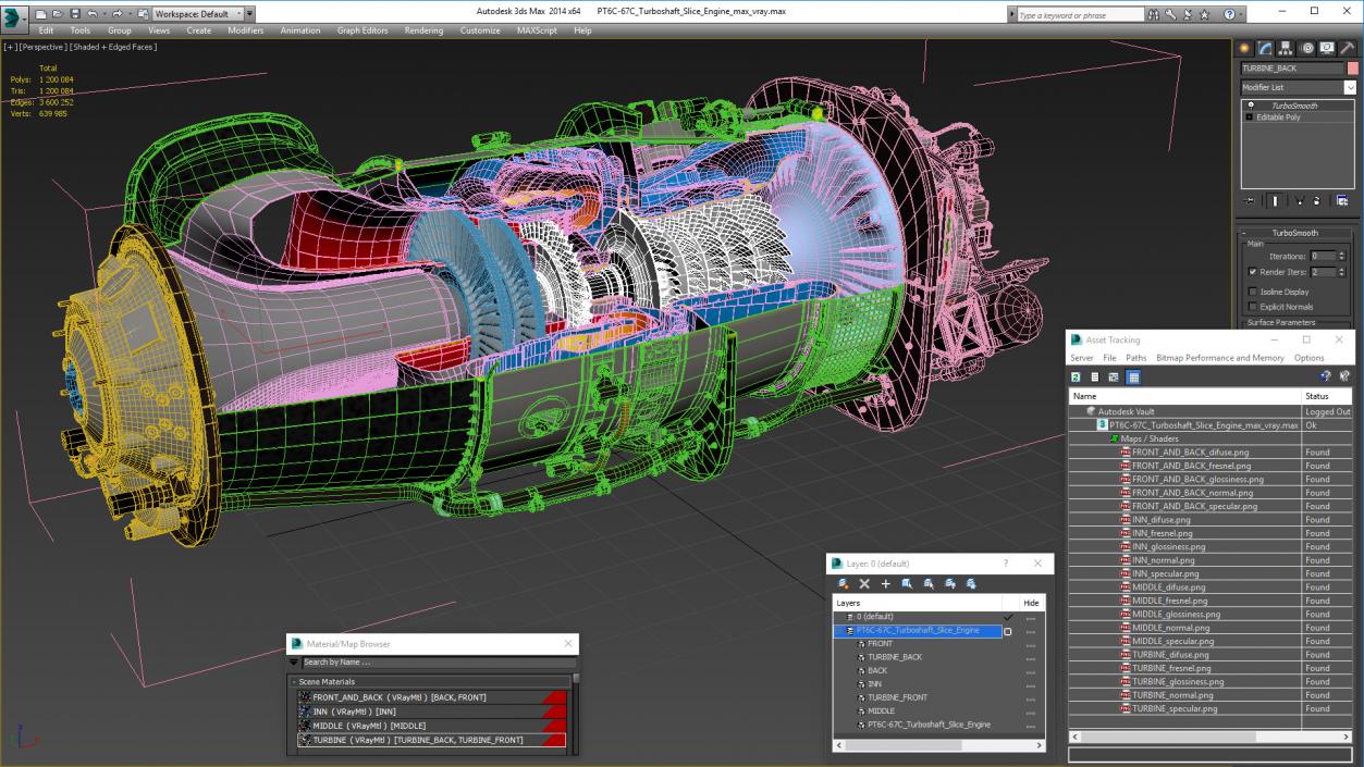 PT6C-67C Turboshaft Slice Engine 3D