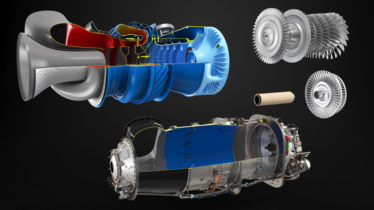 PT6C-67C Turboshaft Slice Engine 3D