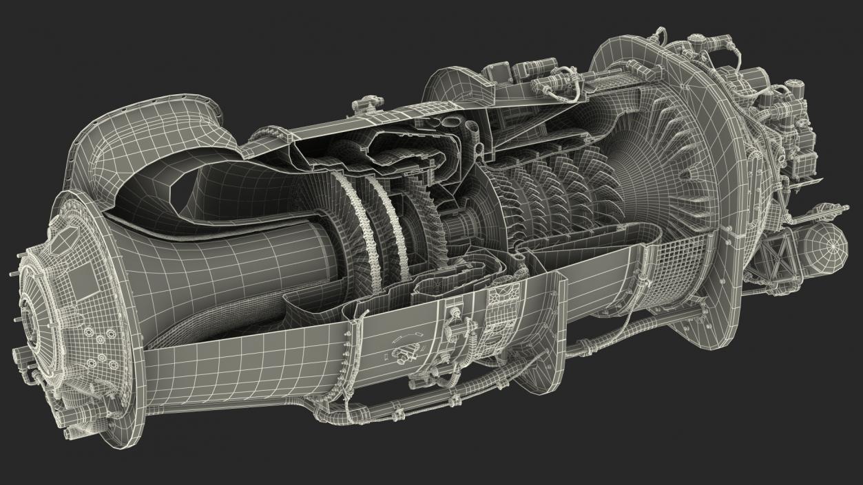 PT6C-67C Turboshaft Slice Engine 3D