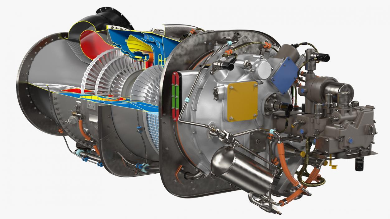 PT6C-67C Turboshaft Slice Engine 3D