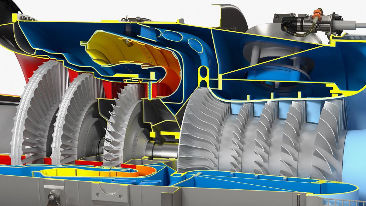 PT6C-67C Turboshaft Slice Engine 3D