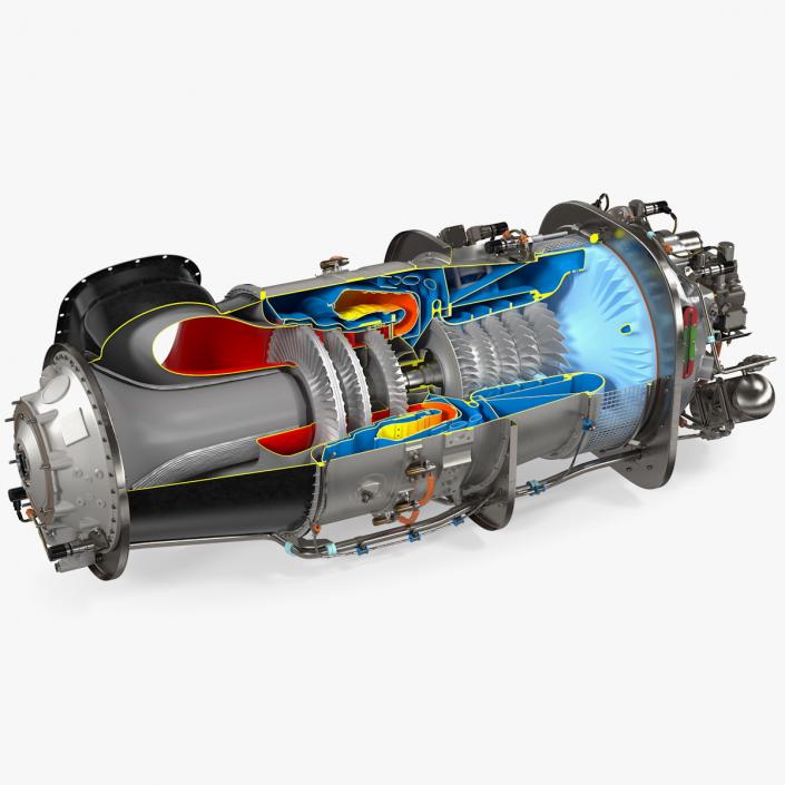 PT6C-67C Turboshaft Slice Engine 3D