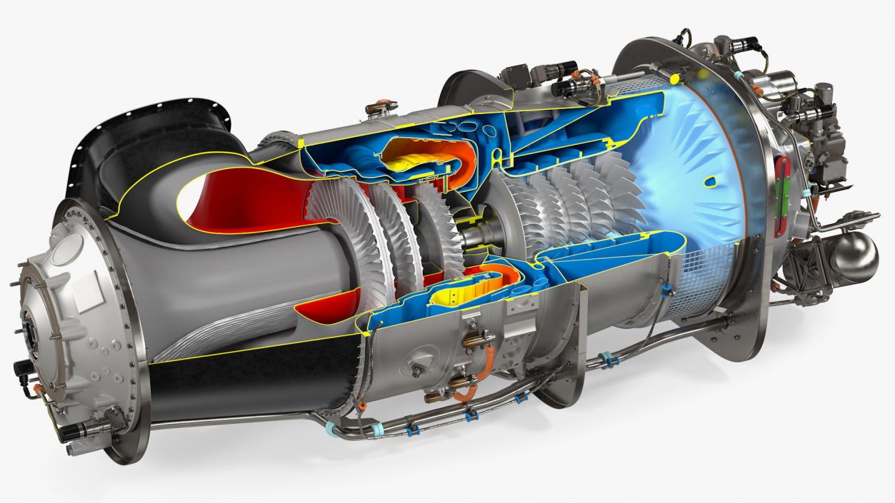 PT6C-67C Turboshaft Slice Engine 3D