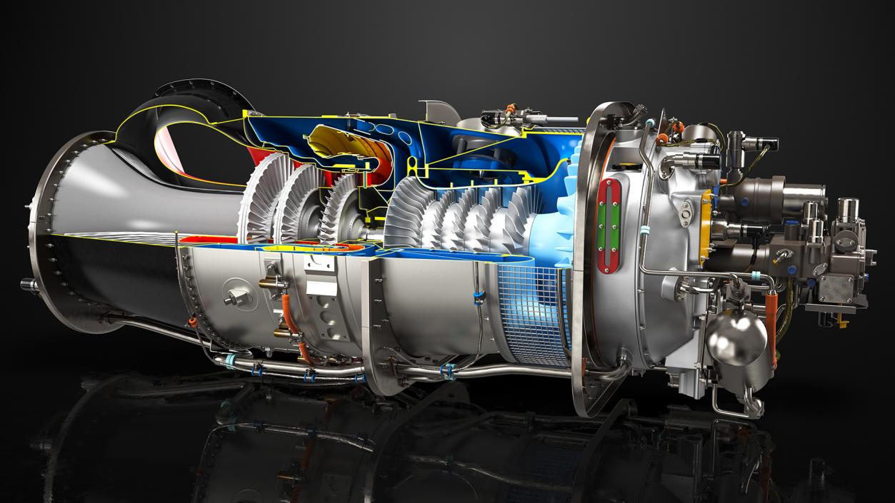 PT6C-67C Turboshaft Slice Engine 3D