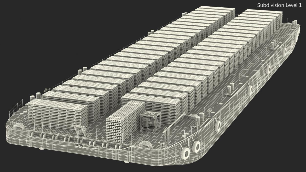 Pontoon Barge Loaded Concrete Slab 3D model