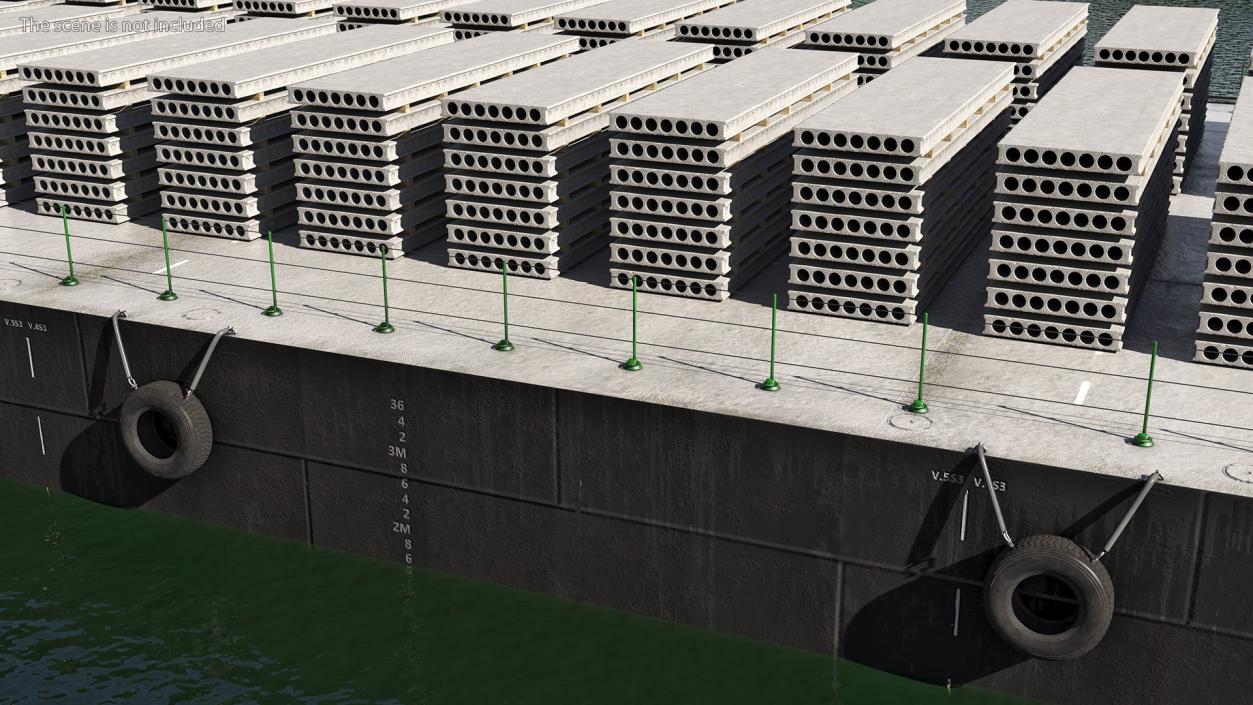 Pontoon Barge Loaded Concrete Slab 3D model