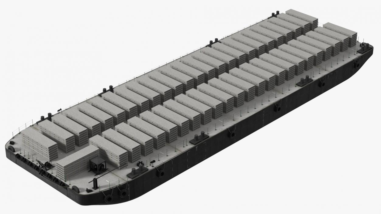 Pontoon Barge Loaded Concrete Slab 3D model