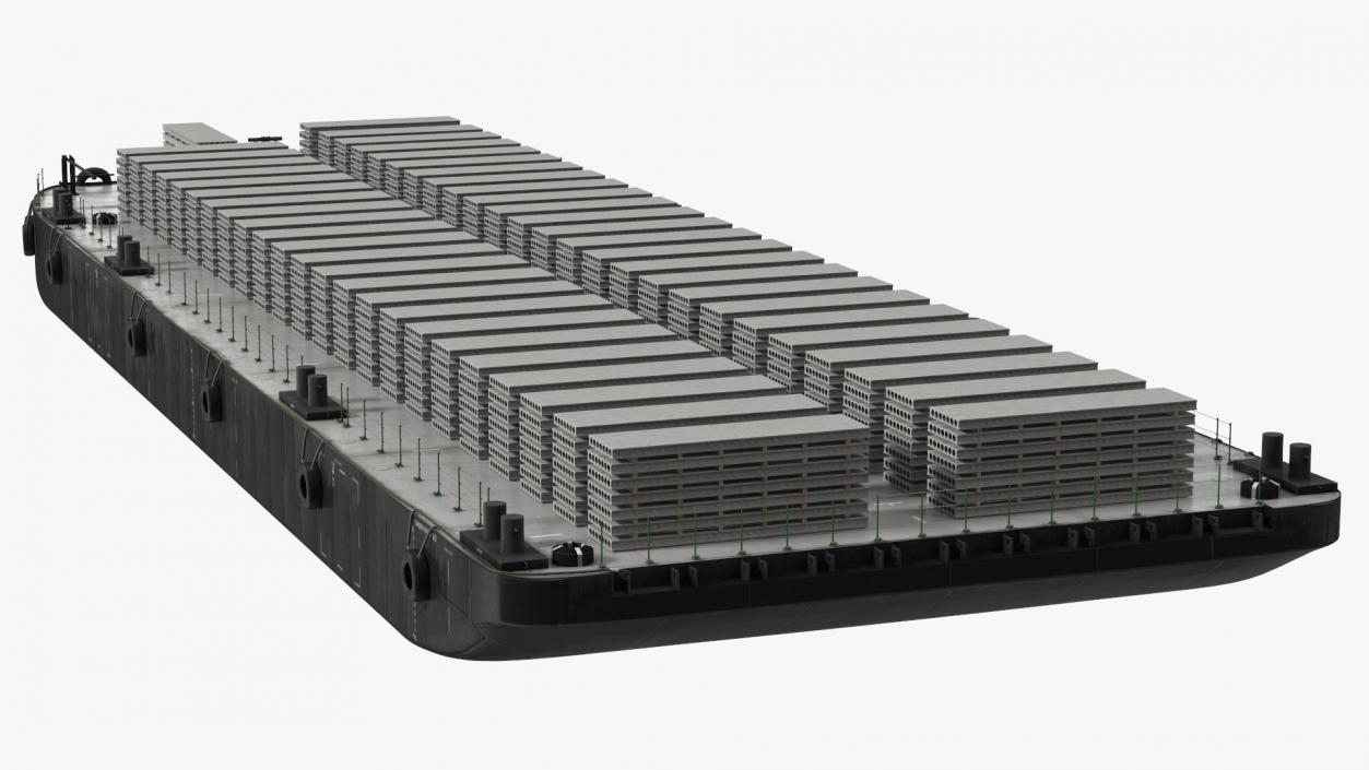 Pontoon Barge Loaded Concrete Slab 3D model