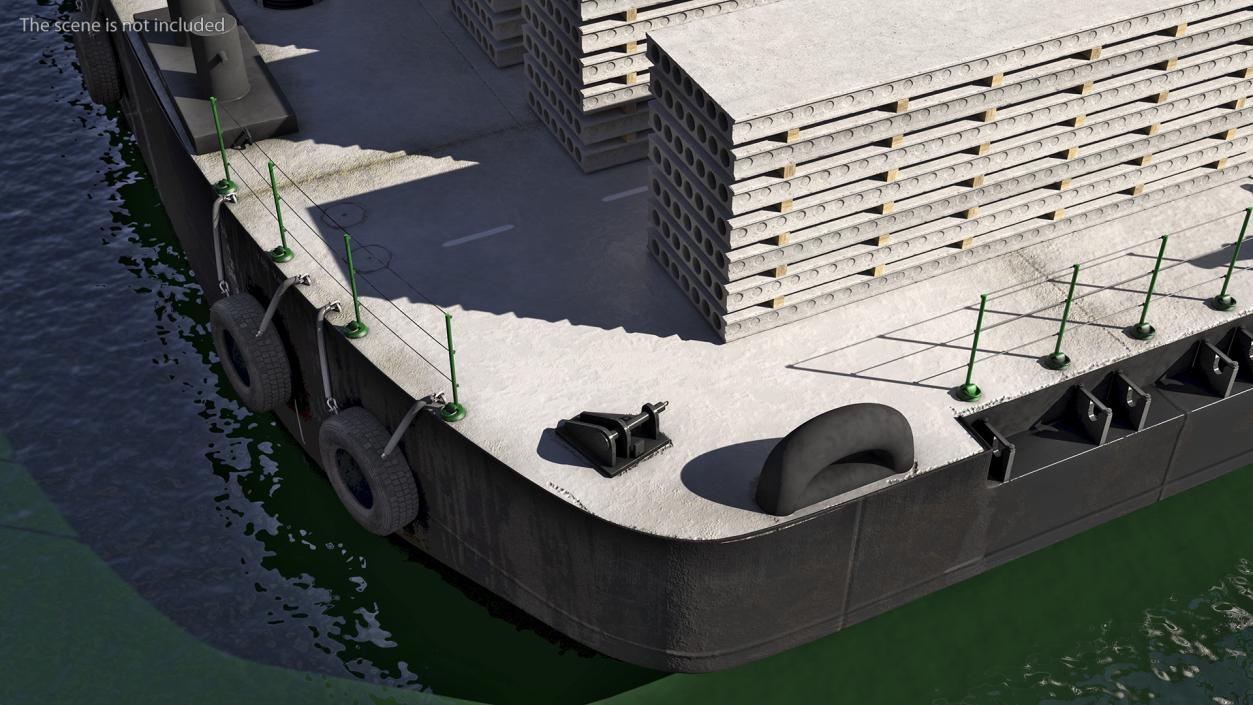 Pontoon Barge Loaded Concrete Slab 3D model