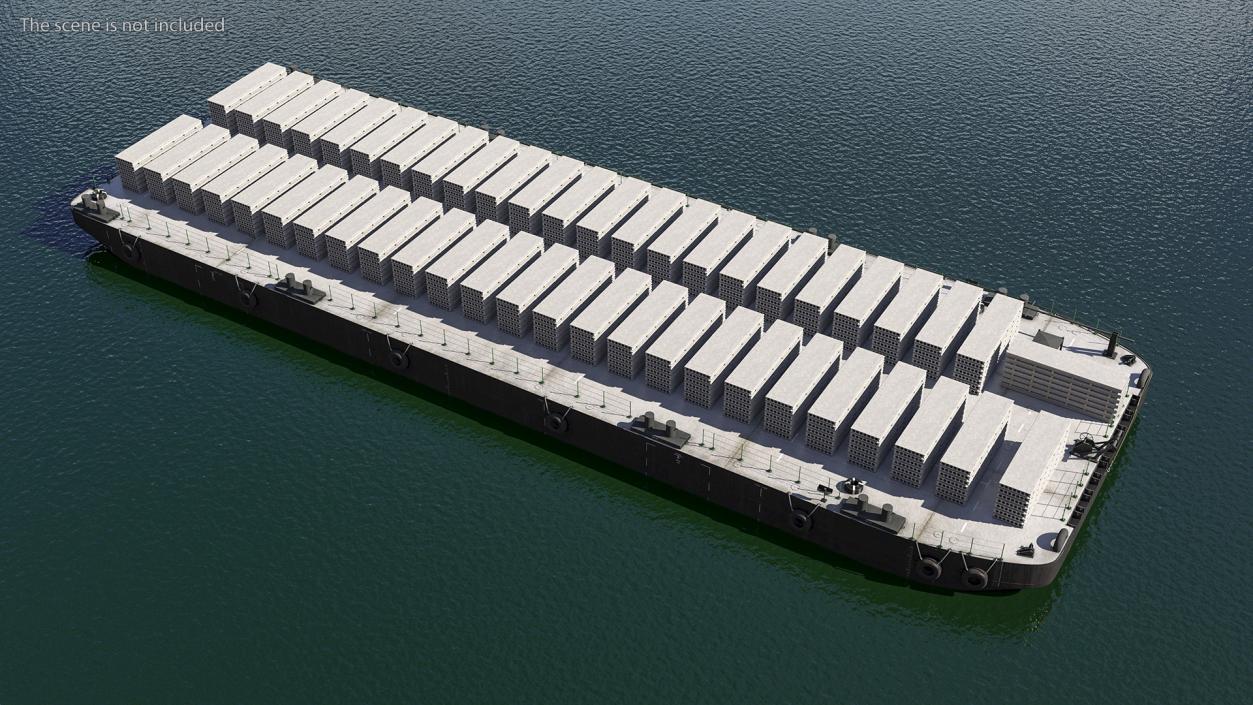 Pontoon Barge Loaded Concrete Slab 3D model