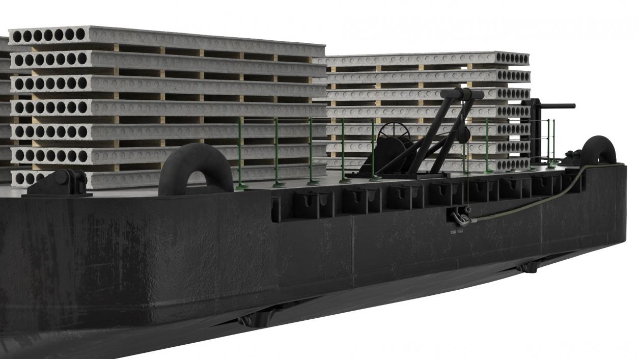 Pontoon Barge Loaded Concrete Slab 3D model