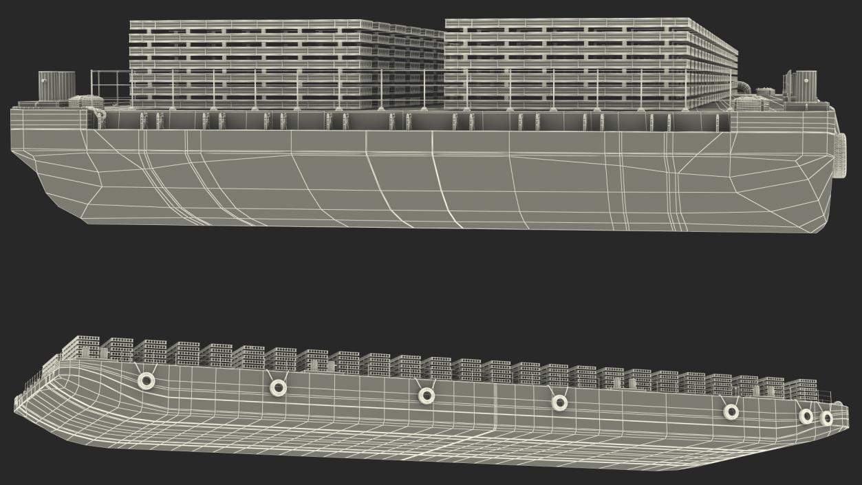 Pontoon Barge Loaded Concrete Slab 3D model