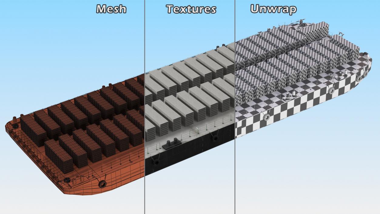 Pontoon Barge Loaded Concrete Slab 3D model