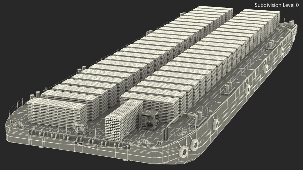 Pontoon Barge Loaded Concrete Slab 3D model