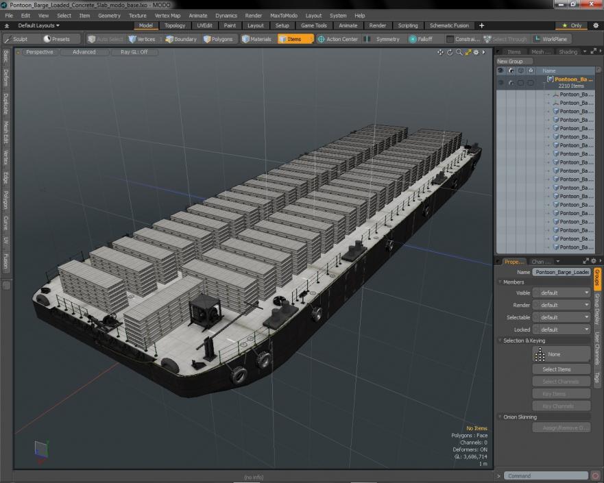 Pontoon Barge Loaded Concrete Slab 3D model