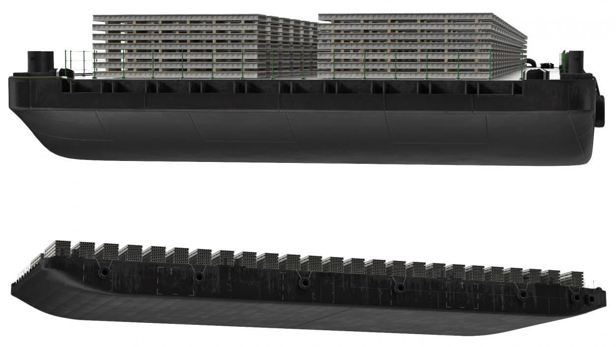 Pontoon Barge Loaded Concrete Slab 3D model