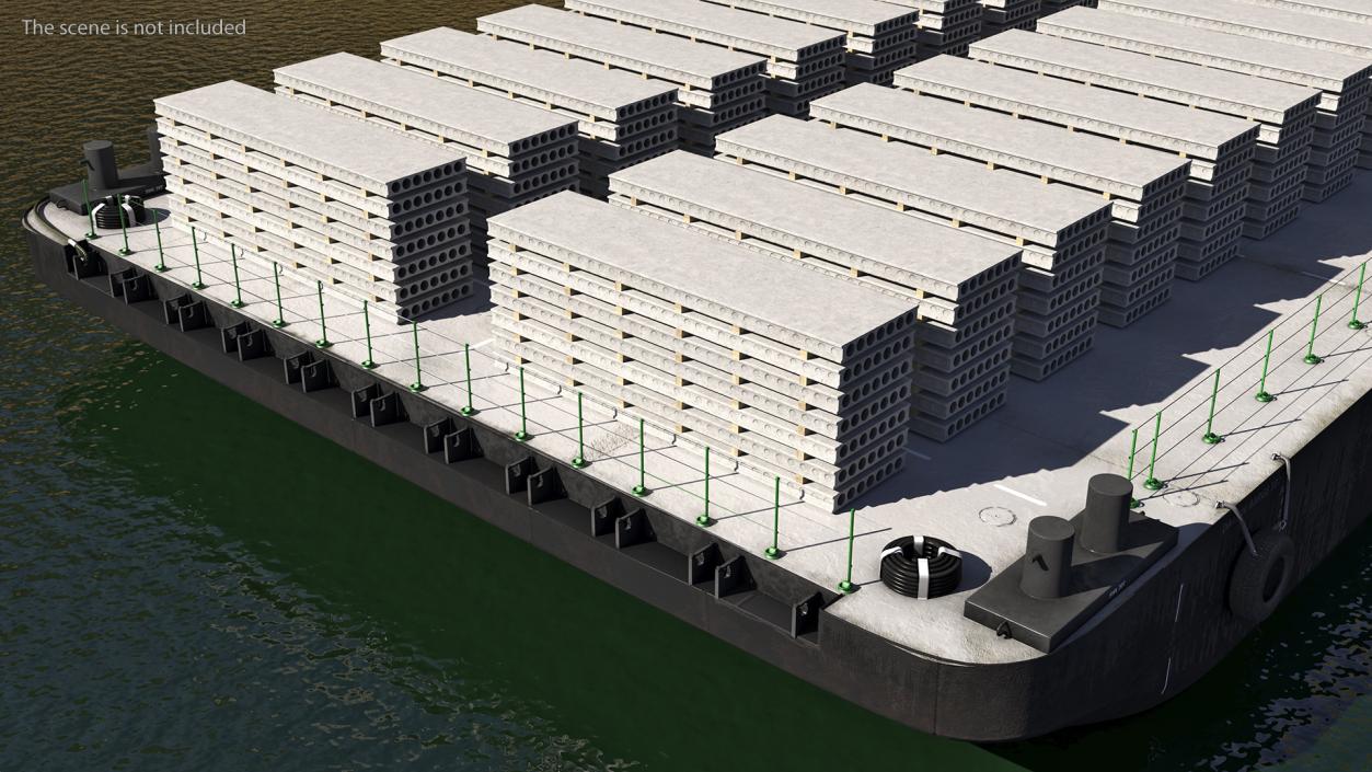 Pontoon Barge Loaded Concrete Slab 3D model