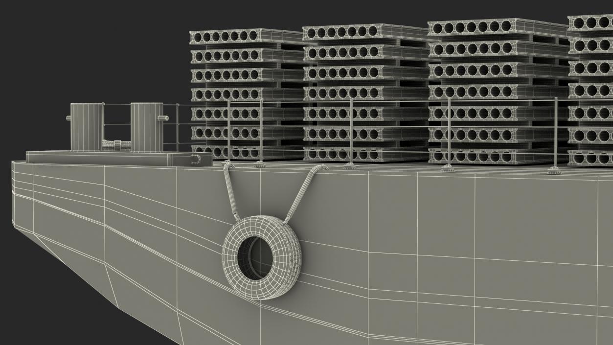 Pontoon Barge Loaded Concrete Slab 3D model