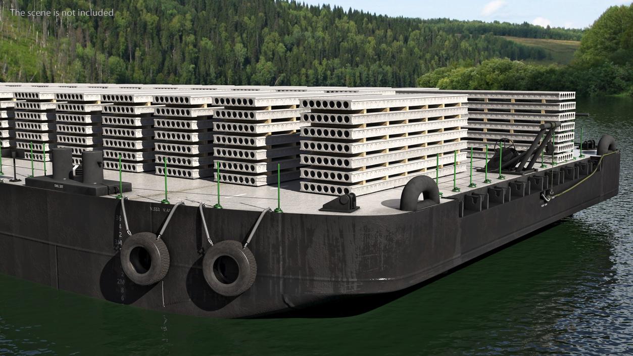 Pontoon Barge Loaded Concrete Slab 3D model