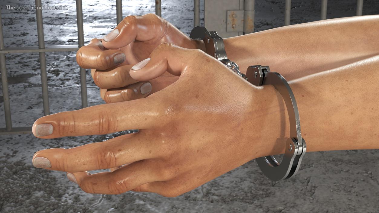 3D Man Hands with Short Chain Handcuffs