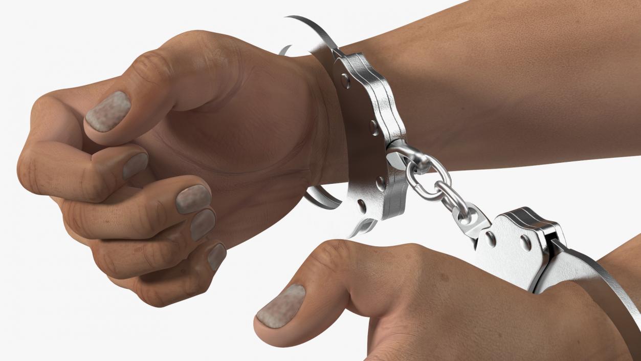 3D Man Hands with Short Chain Handcuffs