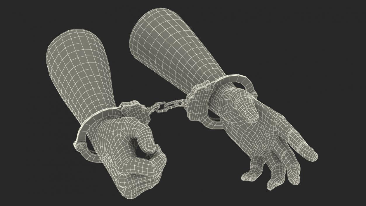 3D Man Hands with Short Chain Handcuffs