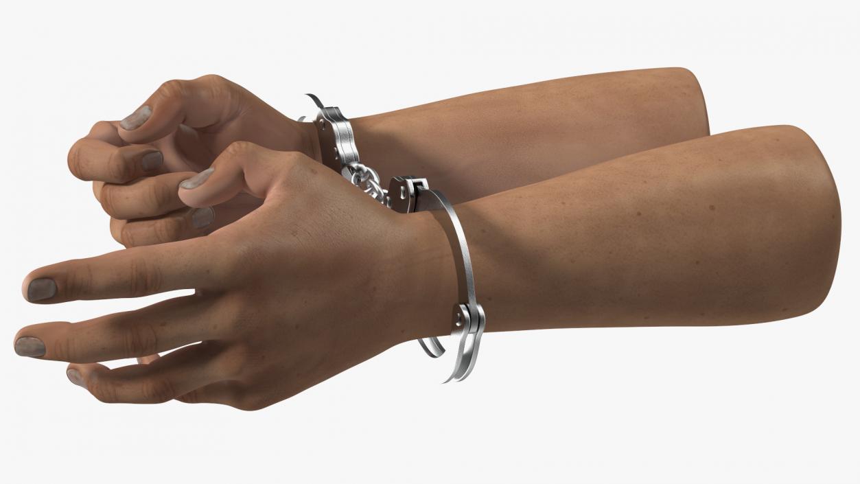 3D Man Hands with Short Chain Handcuffs