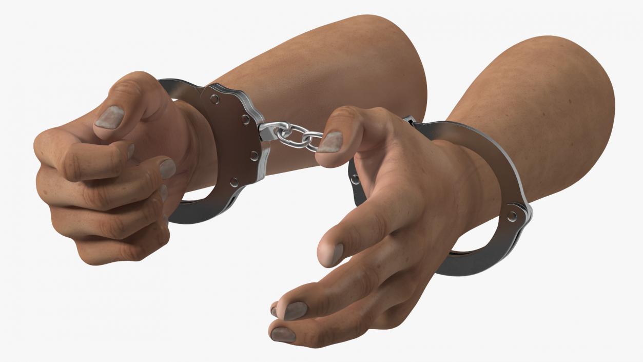 3D Man Hands with Short Chain Handcuffs