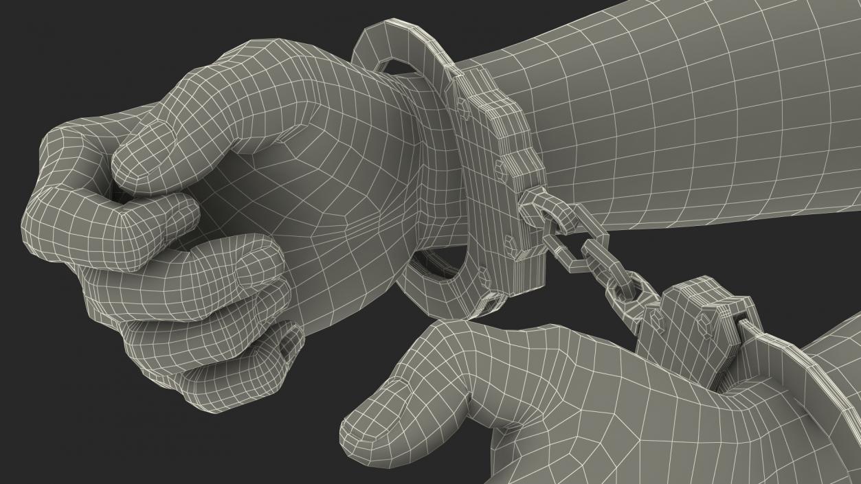 3D Man Hands with Short Chain Handcuffs